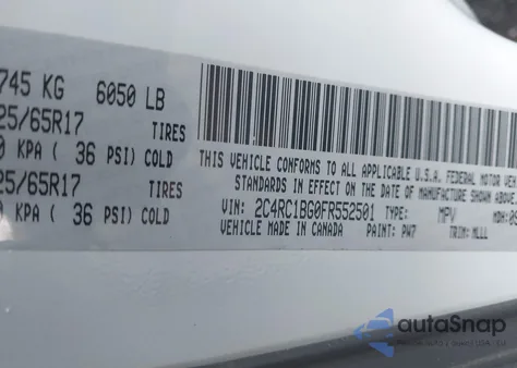 2015 Chrysler Town & Country Touring из США, поврежденный, VIN 2C4RC1BG0FR552501